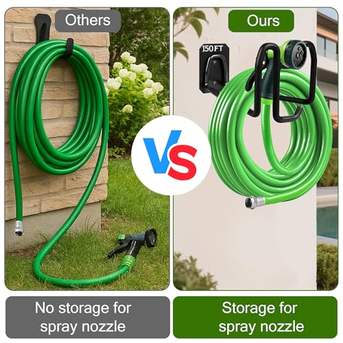 Garden Hose Holder Wall Mount - Metal Hose Hanger with Hook Heavy Duty Garden Hose Reel Sturdy Water Hose Holders for Outside Yard Lawn Storage - color: 1pc Black