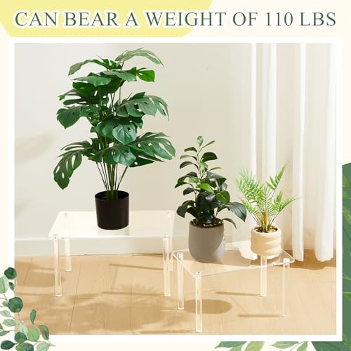 3 Pcs 17, 16, 15 Inch Extra Large Acrylic Risers Display Stands Rectangular 4-leg Acrylic Plant Stand, 6mm Thick Clear Shelf Riser Display Stands for Decor Collectibles Figures and Item Photography - size: 17×11×9 In，16×10×8 In，15×9×7 in
