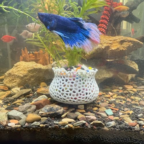 HOZOE Aquarium Submerged Plant Pot, Underwater Plant Anchor, Fish Tank Aquatic Plante, Aquarium Landscaping Decoration, Decorative Accessories - 2-Piece Set (White) - color: White