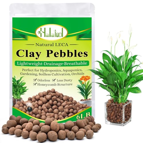 Halatool 6 LB Expanded Clay Pebbles for Plants 4mm-16mm Hydro Balls for Aquarium Indoor Potted Plants Premium Hydroponic Growing Media Clay Balls for Hydroponics Aquaponics - color: 6LB