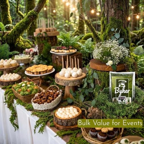 BYHER 16OZ Bulk Artificial Moss for Plants Indoor - Realistic Green Moss for Crafts, Fairy Garden Decor, Potted Plants, Olive Trees Artificial Indoor, Wedding Centerpieces, Fresh Green Faux Grass