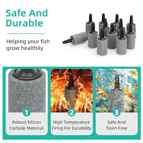 DaToo Aquarium Air Stone 1 Inch 12 Pack Fish Tank Aerator Bubble Diffuser Silicon Carbide Fish Tank Airstone for Air Pump Aquariums Ponds Hydroponic Systems