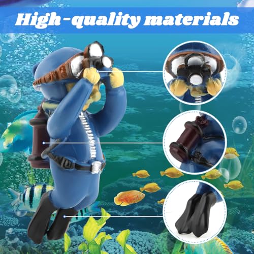 PUXING 4pcs Floating Fish Tank Decoration Retro Submarine Set and Floating Diver Lovely Diver Fish Tank Decorations Safe Fishs Toy for Be-TTA (Color:Colorful)