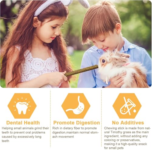 VESPRO 208Pcs Rabbit Chew Sticks, Guinea Pig Toys, Natural Timothy Grass Molar Teeth Stick, Mixing Flowers, Roses, Calendula and Forget Me Not, Small Animals Treats - size: 1 Count (Pack of 208)