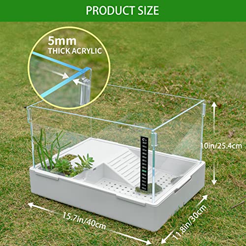 Scratch-Resistant Acrylic Turtle Tank (15.7×11.8×10 Inch) with Water Filter - Durable Reptile Habitat for Aquatic/Terrestrial Pets, Baby Turtles & Fish | Anti-Scratch Clear Terrarium Aquarium Combo - size: Small(Acrylic)