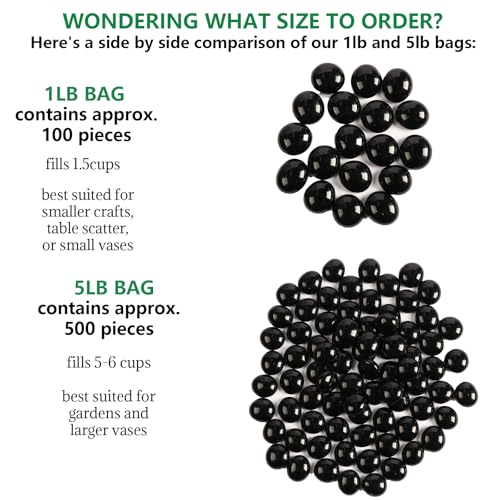 1lb Black Glass Marbles for Vase, Black Flat Glass Beads, Decorative Pebbles for Vase Fillers, Fish Tank, Plants, Flower Pots, Fountains, Crafts, Aquarium Rocks and Home Decor - color: Black, size: 1 LB