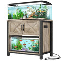 DWVO Heavy Duty Metal Aquarium Stand with Power Outlets, Cabinet for Fish Tank Accessories Storage - Suitable for 40-50 Gallon Fish Tank Stand, Turtle, Reptile Terrarium, 660LBS Capacity, Grey