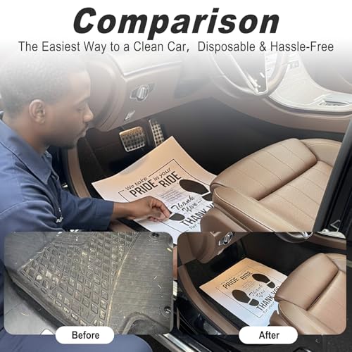 50PCS Disposable Paper Floor Mats for Cars Kraft, White Thank You Paper Floor Mats for Cars Detailing, Auto Dealership, Automotive Supplies (15.35" x 19.29 ") - color: White #2