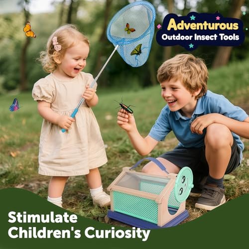 Kids Bug Catcher, Bug Catching Set with Butterfly Net, Insect Toys Collection Box, Insect Habitat, Kids Adventure Set Outdoor Toys-Nature Exploration Set for Kids 3+ Years - color: Insect Catching Kit