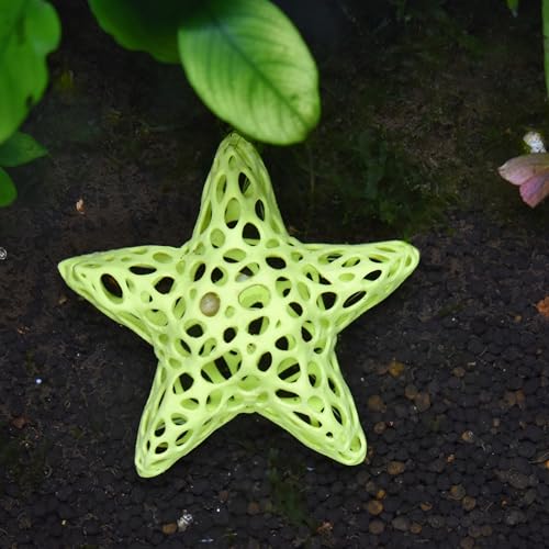 Decorative Starfish Aquarium Hideout, Lattice Design Shrimp Shelter, Fish Tank Ornament (Lime) - color: Lime