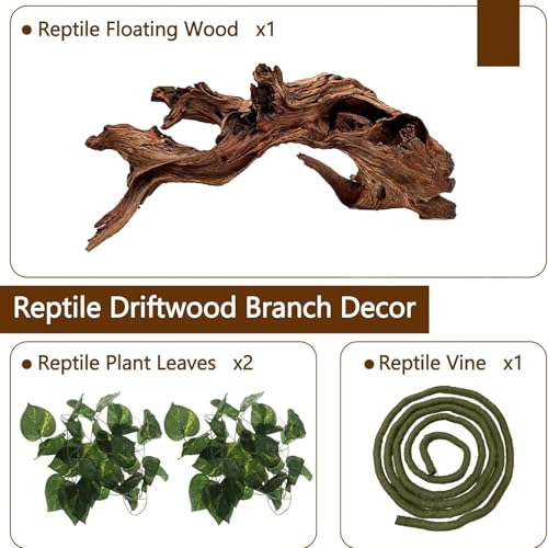 Hamiledyi Reptile Driftwood Branch Decor Terrarium Ornament Wood Climbing Natural Aquarium Driftwood Decoration for Snake Bearded Dragon Leapord Gecko Lizard Iguana