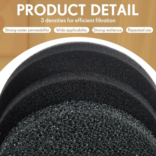 3 Pcs 5 Gallon Bucket Sponge Filter 11" Aquarium Pond Sponge Filter DIY Foam Sponge Replacement Rounded, 3 Densities Cut to Size Foam for Aquarium Fish Tank Pet Filter (20-35-50ppi Set)
