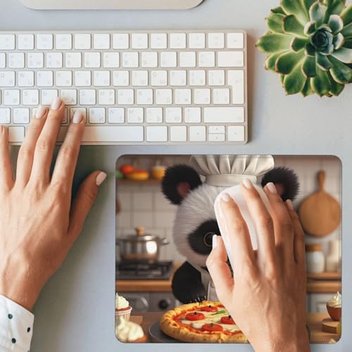 Cute Panda Chef Gaming Mouse Pad Anti-Slip Rubber Base Square Mouse Mat for Home Computer Mousepad 7.9 X 9.5 in - color: Cute Panda Chef, size: 9.5L x 7.9W inches