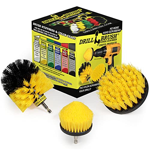 Toilet Bowl Cleaner - Toilet Brush - Bathroom Cleaner - Bathroom Drill Brush Set - Toilet Cleaner - Tile Floor Cleaner - Shower Cleaner Drill - Grout Cleaner- Bathroom Scrub Brush - Grout Tile Brush - color: Yellow