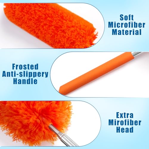 Tanlade 12 Pcs Microfiber Feather Duster for Cleaning 13-31 Inch Extendable Cobweb Dusters Ceiling Fan Duster Washable Bendable Tool for Office Car Window Furniture (Stylish Color) - color: Stylish Color