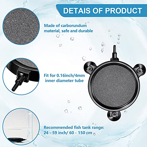 6 Pieces 4 Inch Air Stone Disc Bubble Diffuser Release Tool Fish Tank Bubble for Air Pumps Aquarium Fish Tank Hydroponics Air Pump Dwc Hydroponic Systems and Circulation (Black with Gray)