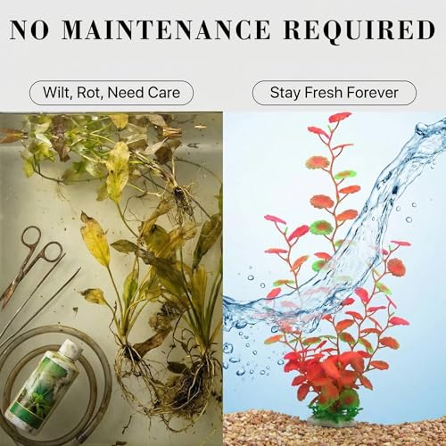 Aquarium Artificial Plants 2 Pack – Tall Realistic Fish Tank Plants Decor with Stable Base, Safe Soft Leaves for Betta, Guppy, Shrimp & Tropical Fish, Natural Aquascape Decoration for Aquarium - color: 2pack-red Plants