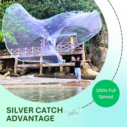 Cast Nets 4.5ft-10ft Radius|3/8",1/2",1" Mesh for Fishing with Chain Bottom, Salt Water Casting Fishing Net Gear, Easy Throw Nets Fishing Bait - Elite Series - size: 9' Radius | 3/8" Mesh