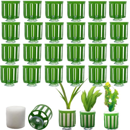 24 Set Anti-Floating Aquarium Plant Rings, Aquatic Plants Fixed Rings with Suction, Aquarium Landscape Plastic Plant Fixing Aquarium Plant Weights Pot Fish Tank Accessories