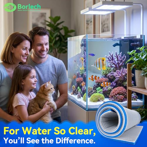 Borlech 8-Layer Fast-Acting Aquarium Filter Pad - Cut-to-Size Aquarium Floss Media for Fish Tank, Pond, Sump - Fast Water Polishing in Hours (19.7"x15.75"x0.6") - size: 19.69"x15.75"x0.6" (1 Pack)