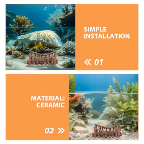 DOITOOL 2PCS Fish Tank Bridge Decoration - Mini Ceramics Bridges - Small Miniature Figurines - Fairy Garden Terrarium Decor Statues for Aquarium Ornaments