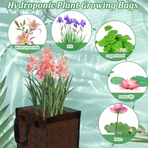 6PCS Mesh Aquatic Pond Plant Baskets, 2 Gallon Large Pond Planting Bags Reusable Aquatics Planter Pot Water Lily Growing Container with Handles for Lotus Bog Plant Garden Terrestrial Plants, 7.9" - color: Black-square, size: 7.9 x 7.9 x 7.9 inch 6PCS
