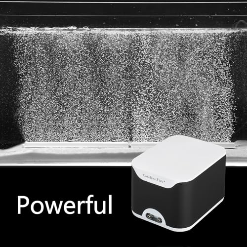 Carefree Fish 5/10W Aquarium Air Pump Dual Outlets Super Quiet Oxygen Pump with 6Ft Silicone Anti-Shedding Tubing and 2 Bubble Stones - size: 5W