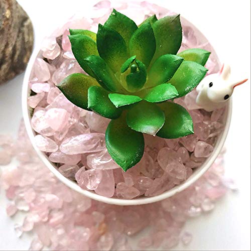 WAYBER 1 Lb/460g Natural Pink Quartz Crystal Stones Irregular Aquarium Pebbles Rock Sands for Turtle Tank/Succulent Plants/Vase Decoration (Fill 1 Cup) - color: Pink, size: 1 Pound
