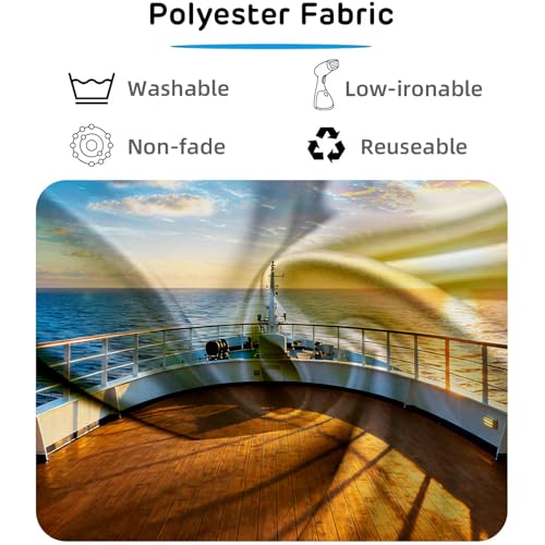 Cruise Ship Backdrop Cruise Deck Ocean Sunset Scenery Photography Background Nautical Theme Cruise Party Decorations Banner Portrait Photo Booth 9x6ft - size: 9x6ft