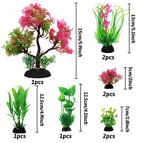 Aquarium Plants with Natural Decorations Shells, 15pcs Fish Tank Decoration Colorful Artificial Fish Tank Decor Plants Aquarium Decorations for Household and Office Aquarium Simulation