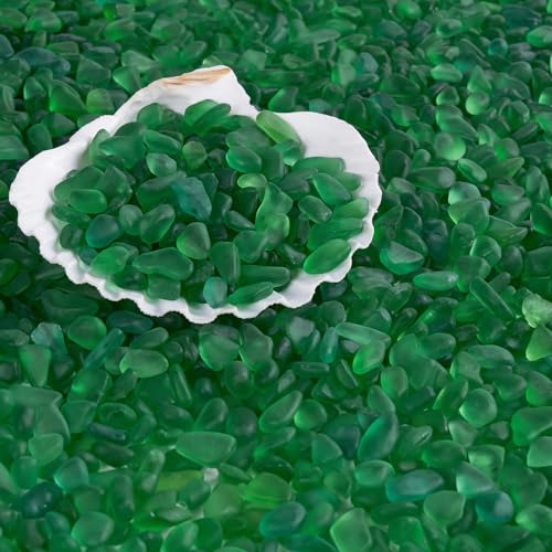 QEQEKAKA Sea Glass Stones for Crafts About 2.75LB (1180g/41.62oz) Green Glass Pebbles Gemstones Bulk for Aquarium Rocks Fish Tank Gravel Green Filler for Vases Centerpieces - color: Green, size: 2.75LB (1185g/41.79oz)