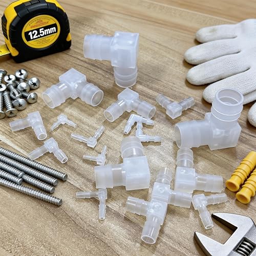 Quickun 3/8" Hose Barb 90 Degree Elbow L Fitting, Plastic 2 Way Equal Barbed Joint Splicer Mender Union Adapter Hose Fitting (Pack of 5) - size: 3/8" (5Pcs)