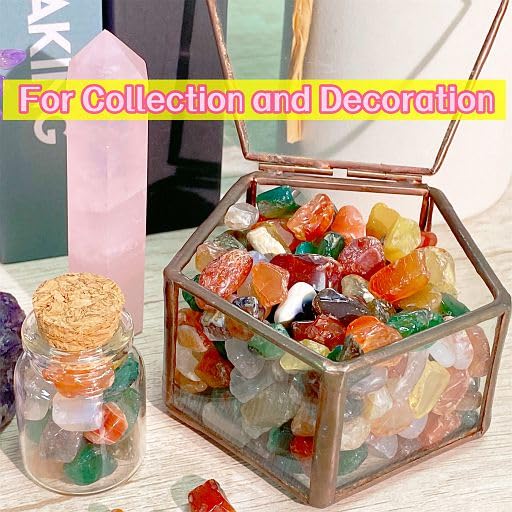 YATOJUZI Colorful Agate 1LB Aquarium Gravel Rocks Mix-color Bulk Wholesale Tumbled Crystals Stone Chips Crushed Reiki Energy Balancing Gemstones For Planter Vase Filler Fountain Fish Tank Potted Decor - color: Colorful Agate, size: 1 Pound