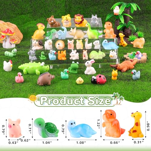 TINKRSTUFF 45PCS Mini Resin Animals Tiny Cute Forest Figurines, Miniature Figures to Hide, Little Animal Small Accessories for Topper Desk Garden Dollhouse Landscape Aquarium Ornaments Crafts & Decor - color: Forest Animals-45pcs