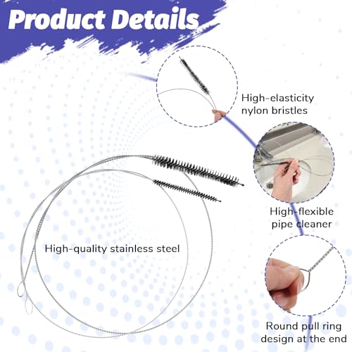 2 PCS Straw Cleaner Brush Extra Long, 39.4 in Extra Long Pipe Cleaners, Black Tube Cleaning Brush for Cleaning Straw, Feeding Tubes, Line and Pump