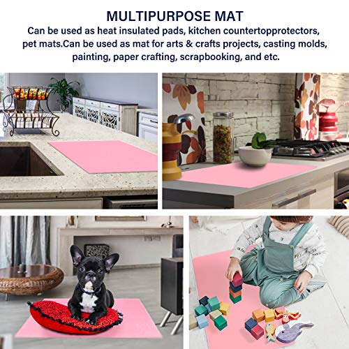 Gartful 23.6 x15.7 inch Resin Silicone Mats, X-Large Silicone Sheets for Jewelry Casting Molds, Nail Art, Acrylic Pouring, Nonstick Table Protector, Multipurpose Mat, Pink, Set of 2 - color: Pink, size: 2pcs - 23.6 x 15.7 inches