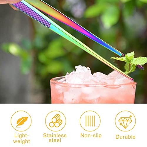 Aquarium Tweezers Stainless Steel Straight Tweezers For Fish Tank Aquatic Plants Long Handle Reptile Feeding Tongs,24 Inch Multi Rainbow Color