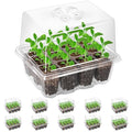 Bonviee 10 Packs Seed Starter Tray with Elevated Lid, 120 Cells Thicken Seed Starting Trays Kit with Adjustable Humidity Vent, Clear Cell Tray and Heightened Lids for Greenhouse & Gardens, Clear - color: Clear, size: 10 Packs, NO light