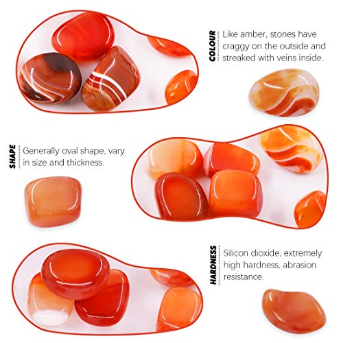 Hilitchi Reddish Brown Agate Stone Tumbled Stones for Plants Cacti & Succulents Bedding, Vase Filler, Landscape Bottom Decoration (About 1lb(455g)/Bag) - color: Red Agate, size: 17-25mm (0.67"- 0.98")