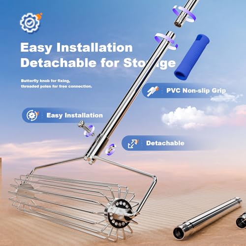 Golf Sand Leveling Rake, Bunker Rake for High Jump Long Jump Track and Field Sandy Golf Course, Roller Design Golf Sand Trap Bunker Simulator