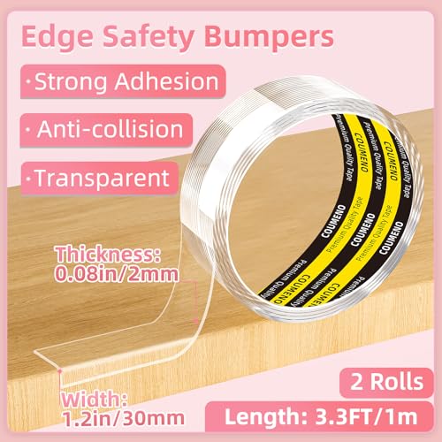 Clear Edge Protector & Corner Guards,2Pack 1.2in（W x 3.3FT(L),Baby Proof Corner Protectors for Furniture, Table Bumper for Baby Safety, Sharp Edge Protector for Drawers, Tables, Cabinets - size: 2 PACK 1.2inX3.3FT