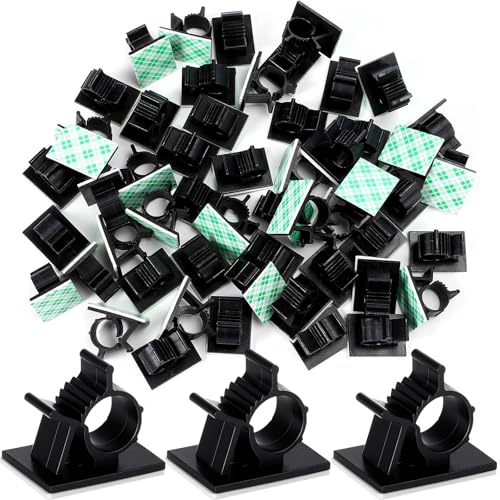 Eboot 50 Pieces Adhesive Cable Wire Clips Strong Cord Clips Wire Holders Cable Cord Straps Management Clamps Tie Holder for The Wall, Under Desk, Car, Office and Home
