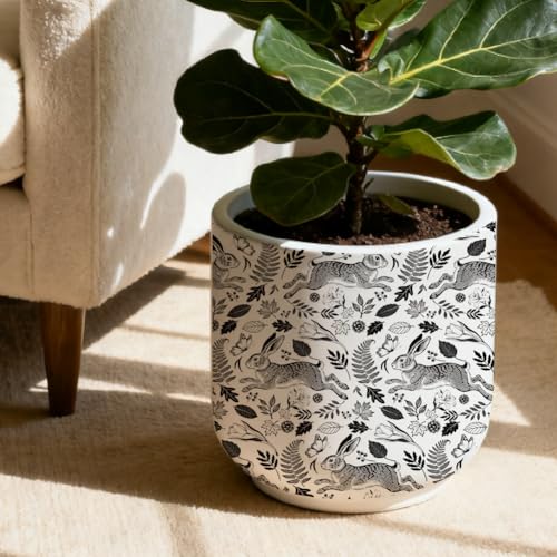 SUPERDANT 4PCS Rabbit Flowers Underglaze Paper Transfer Animal Leaves Transfer Paper for Clay Ceramic Porcelain Under Glaze Transfers for Pottery Enamel Decals Black Underglaze Decal Papers - style: Rabbit and Floral