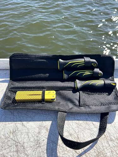 danco 5PC Fillet Knife Kit, 6",7",9" with Roll Bag & Folding Sharpener, Fish Fillet and Deboning Knives, Freshwater/Saltwater Fishing, Non-Slip Handle, Durable Roll Bag, Stainless Steel Blades - style: Fillet Knives With Sharpener