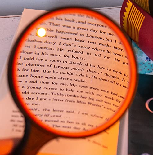 Magnifying Glass 10X Handheld Reading Magnifier with Cleaning Cloth-100MM 4INCHES Large Magnifying Lens with Non-Slip Soft Handle for Seniors Book Newspaper Reading and Kids Nature Hobby Exploration