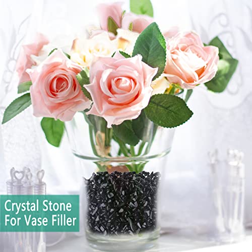 MAIBAOTA Natural Black Obsidian Crystal Quartz Rocks Chips Vase Filler Rocks for Succulent Plant Small Fish Tank Aquarium Gravel Decorative Pebbles Stones(200 gram) - color: Black-obsidian, size: 0.45 Pound
