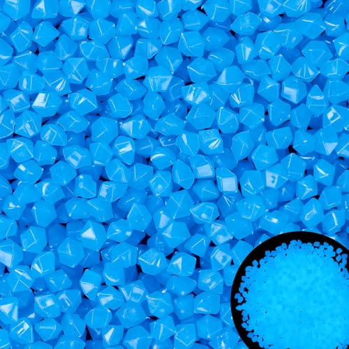 300pc Glow in The Dark Stones Luminous Pebbles Outdoor Luminous Stone for Fish Tank Garden Patio Aquarium Walkway Driveway (Blue) - size: 300, style: Blue