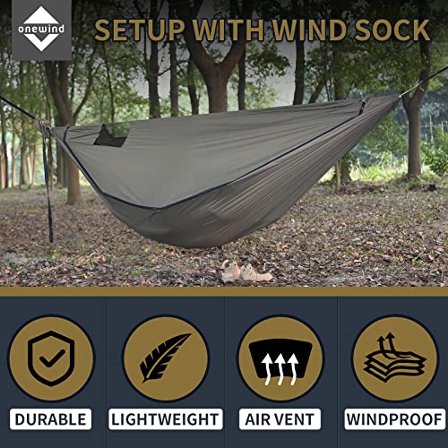 Onewind Airstream Camping Hammock with Mosquito Net and Windsock, Portable Hammock with Tree Straps and Bugnet for Winter Camping, Hiking, Backpacking, OD Green - color: Od Green Wth Wind Sock, size: 11' x 64"