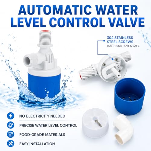 2PCS Water Float Valve, 1/2" Top Inlet Automatic Water Level Control Valve,Shut Off Valves for Water Tank, Pool, Livestock Troughs - size: 1/2'' --2 Pcs