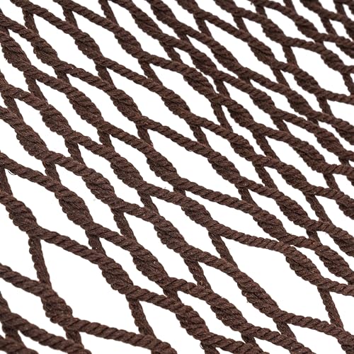Lazy Daze Hammocks Double Rope Hammock, 2 Person Traditional Outdoor Hand Woven Cotton Rope Hammock with Spreader Bar, Carabiners, Tree Straps, Chains for Patio Yard - Max 450 Lbs, Dark Brown - color: Dark Brown